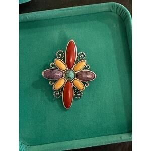 Carolyn Pollack Relios 925 Sterling Silver Brooch/Pendant real stones